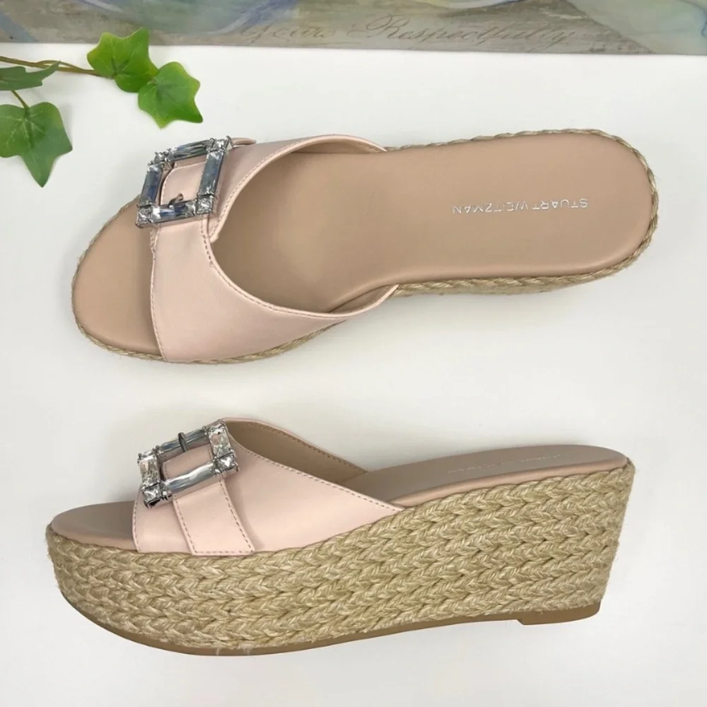 New Stuart Weitzman June 75 Wedge Slide Sandal in Pink Size 8 - Picture 5 of 12